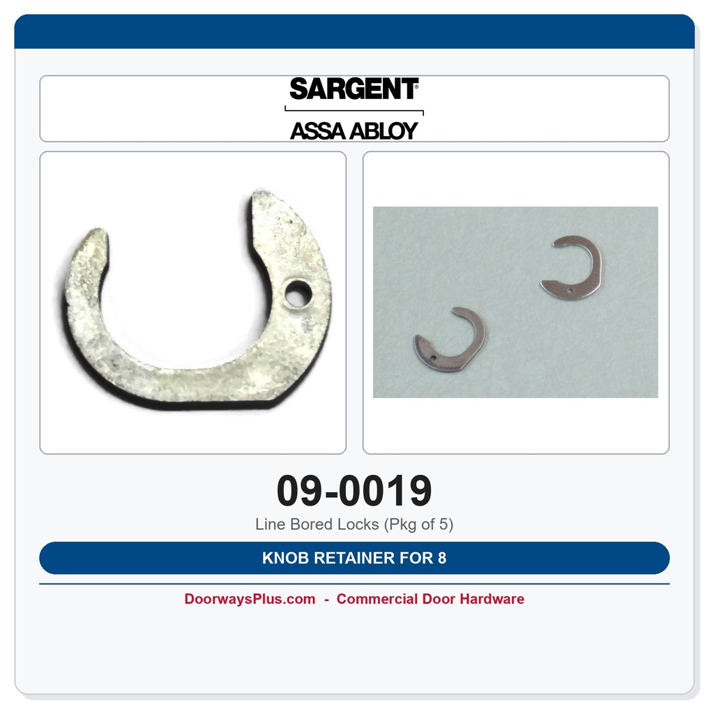 Sargent 09-0019 Knob Retainer — 8 Line Locks (Pkg of 5)